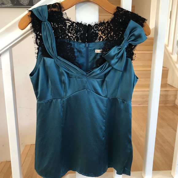 Nanette Lepore Tops - Nanette Lepore blue silk lace bow top